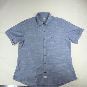 IZOD Saltwater Dockside Men's L lightweight Blue Solid Chambray SS Button-Down